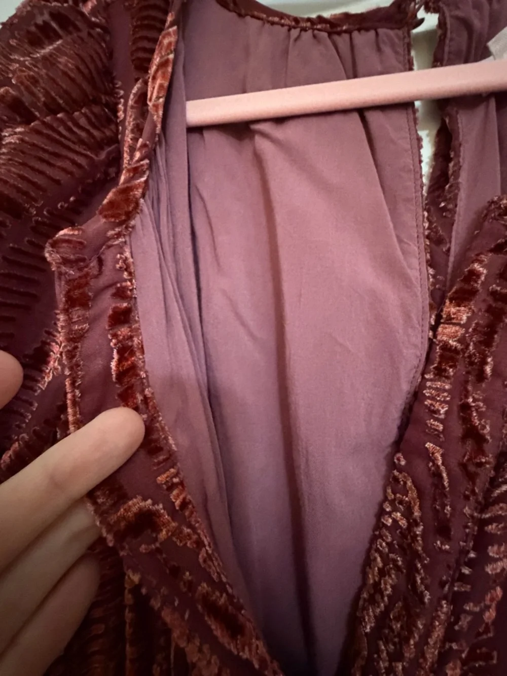 Anthropologie Somerset Jumpsuit Velvet Burnout Edition Sz Med Wide Leg Rust - Picture 15 of 17